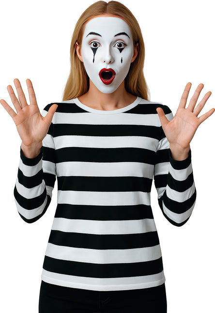 Camicia nera bianca da donna a righe