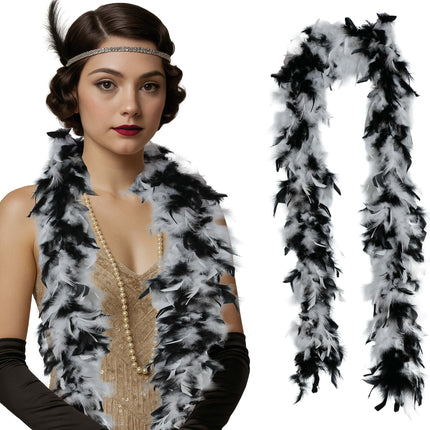 Piuma di boa, 80 gr nero/bianco