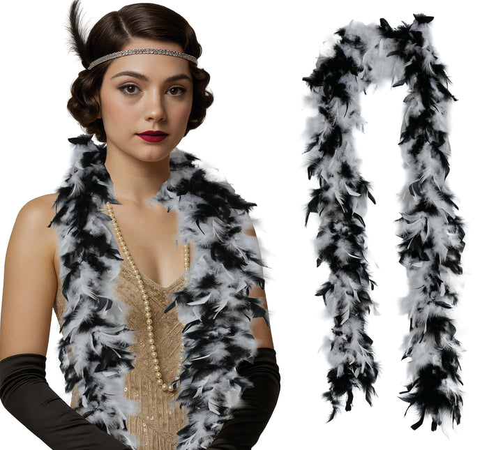 Piuma di boa, 80 gr nero/bianco