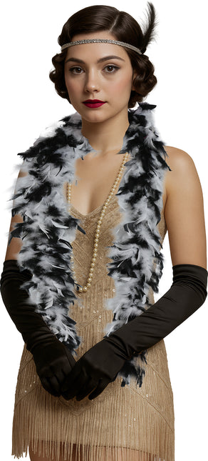 Piuma di boa, 80 gr nero/bianco