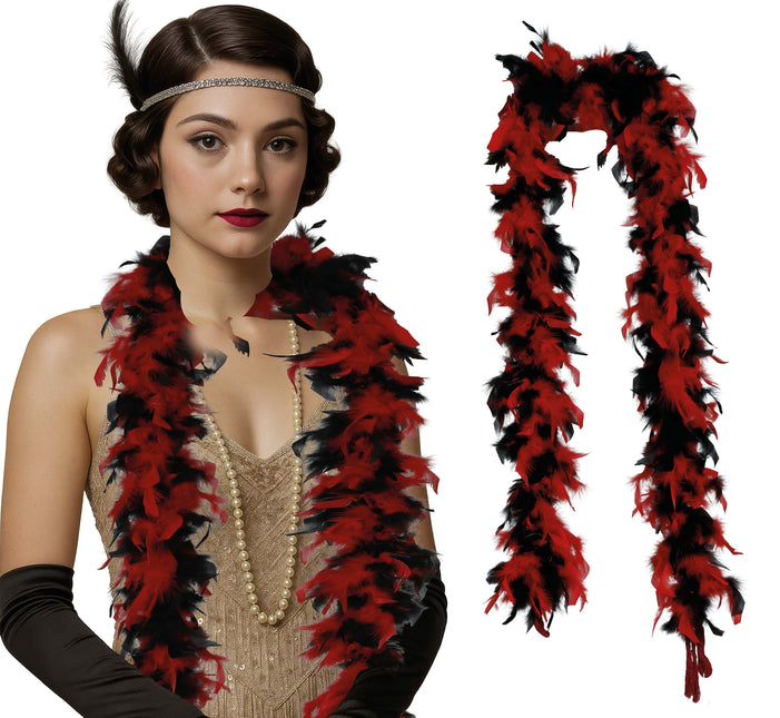 Piuma di boa, 80 gr rosso/nero