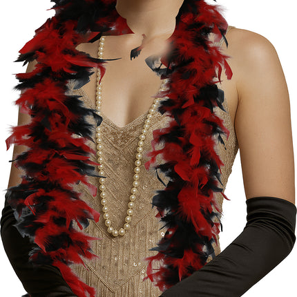 Piuma di boa, 80 gr rosso/nero