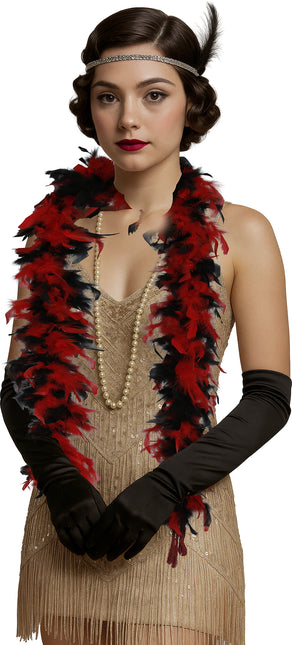 Piuma di boa, 80 gr rosso/nero