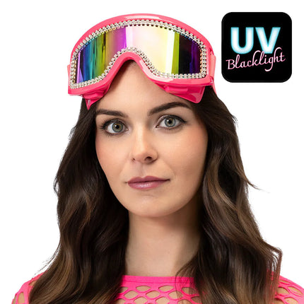 Occhiali da sci Party Rave rosa neon UV