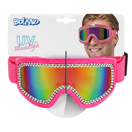Occhiali da sci Party Rave rosa neon UV