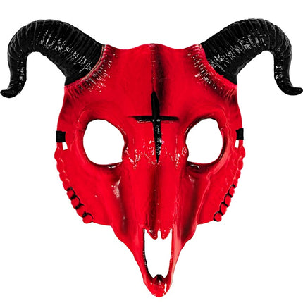 MASCHERA DA ARIETE SATANICO IN PLASTICA DURA ROSSA