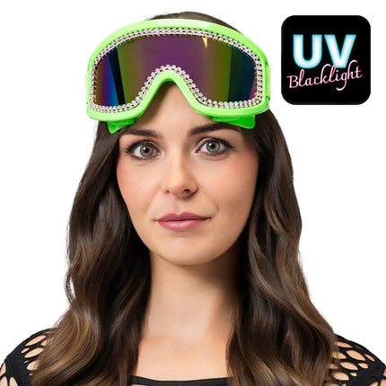 Occhiali da sci Party Rave verde neon UV