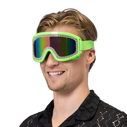 Occhiali da sci Party Rave verde neon UV