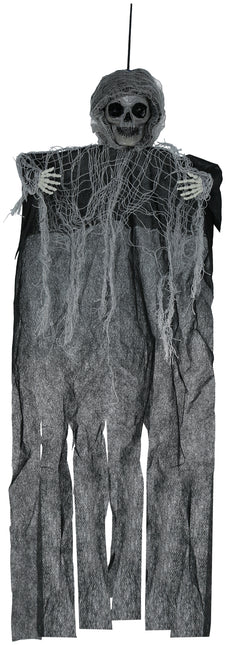 Bambola di Halloween scheletro nero con mantello 60 cm