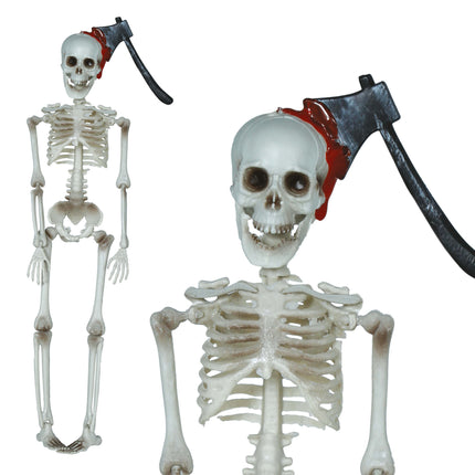 Decorazione di Halloween appesa Scheletro con ascia 40 cm