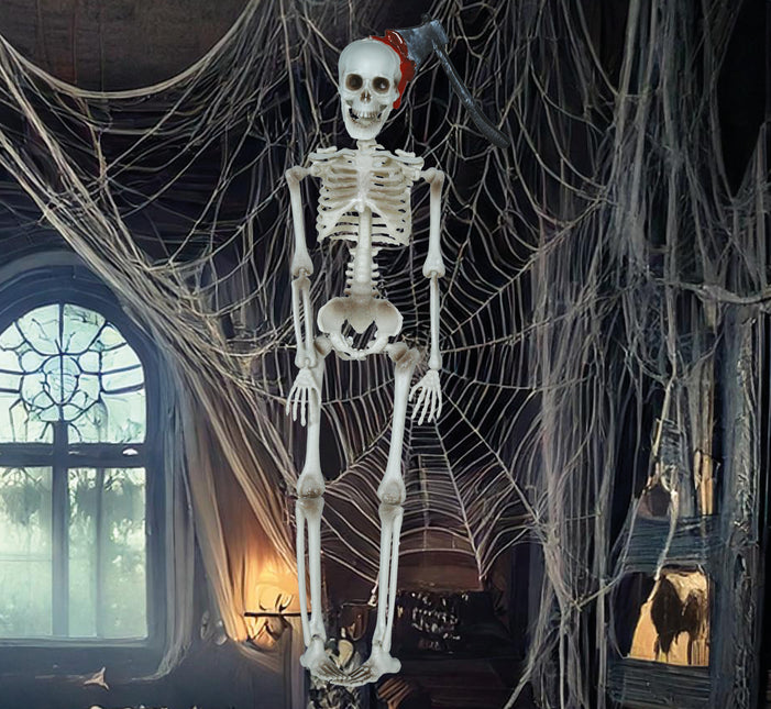 Decorazione di Halloween appesa Scheletro con ascia 40 cm