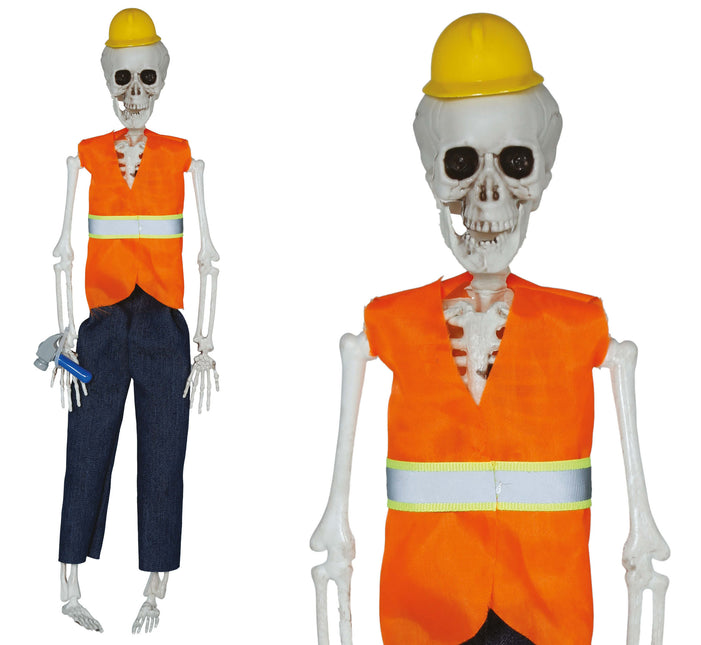 Bambola di Halloween Scheletro Lavoratore Stradale 40 cm
