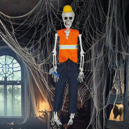 Bambola di Halloween Scheletro Lavoratore Stradale 40 cm