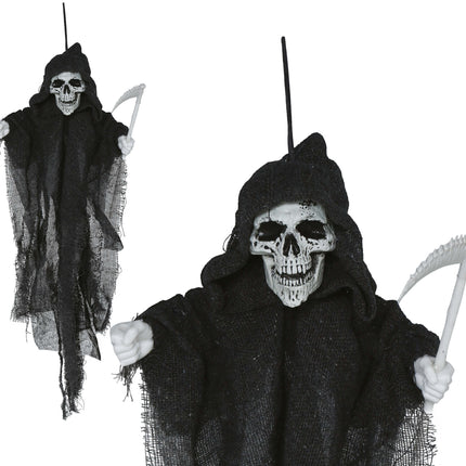 Scheletro di bambola di Halloween con falce