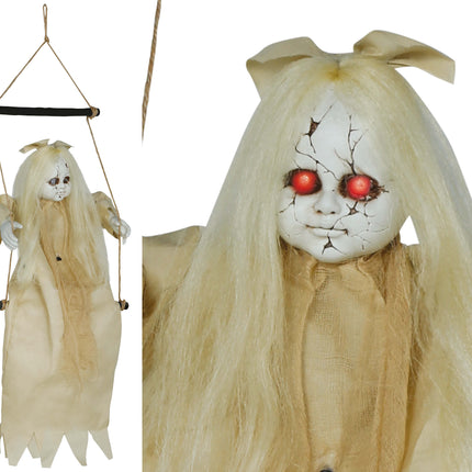 Bambola di Halloween con luci e suoni 75 cm