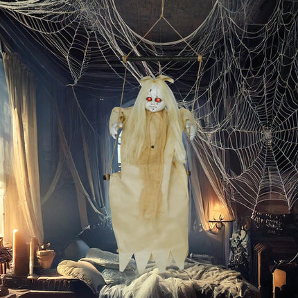 Bambola di Halloween con luci e suoni 75 cm