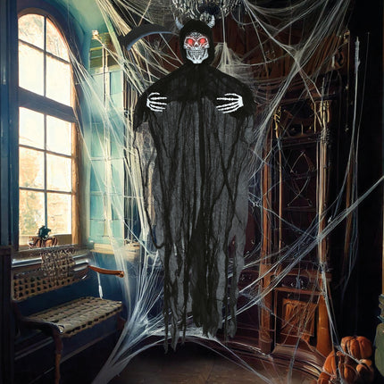 Bambola di Halloween Diavolo Scheletro con luce e suono 1,3m