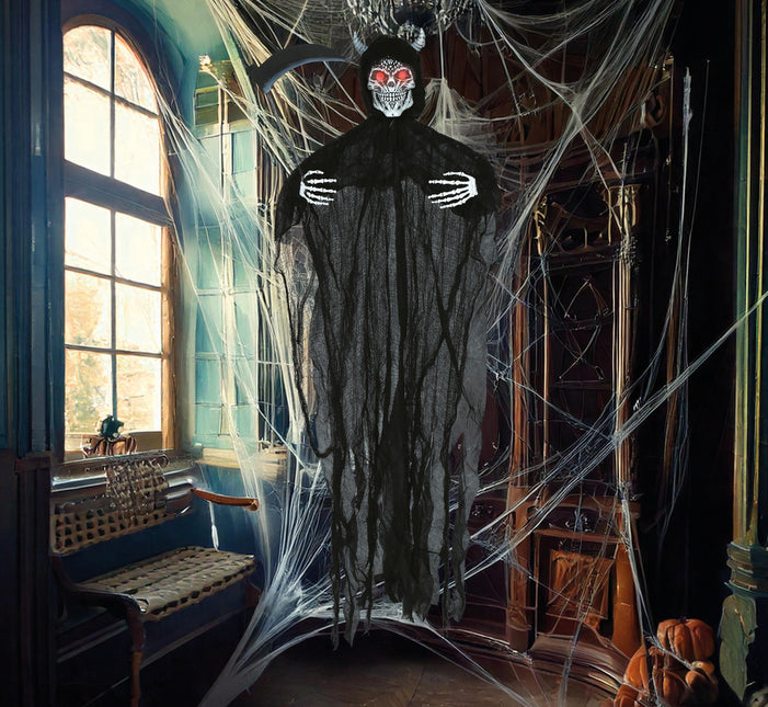 Bambola di Halloween Diavolo Scheletro con luce e suono 1,3m