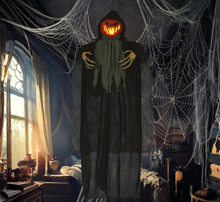 Zucca bambola di Halloween con luce 1,2 m