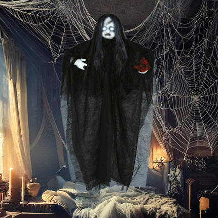 Bambola di Halloween con luci e suoni 90 cm