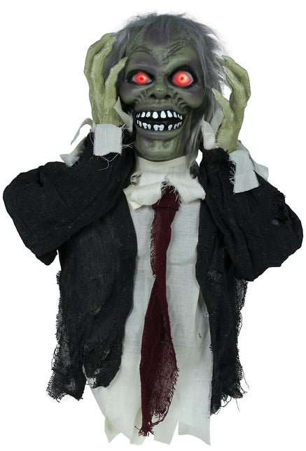 Bambola Zombie di Halloween con luci, suoni e movimento 55 cm