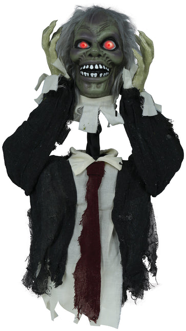 Bambola Zombie di Halloween con luci, suoni e movimento 55 cm