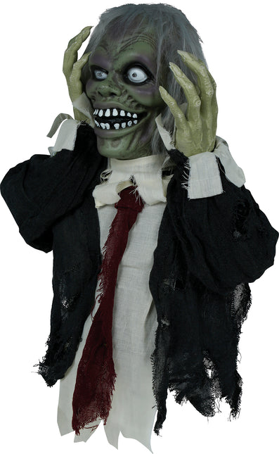 Bambola Zombie di Halloween con luci, suoni e movimento 55 cm
