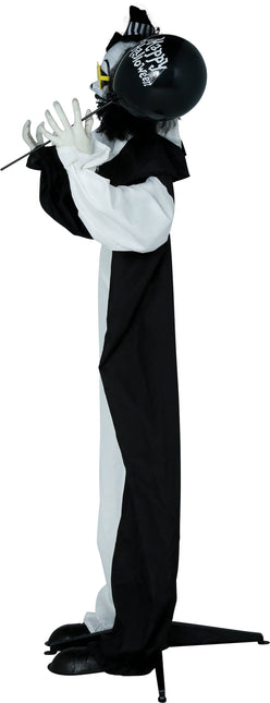 Bambola di Halloween Clown bianco e nero con luci e suoni 1,7 m