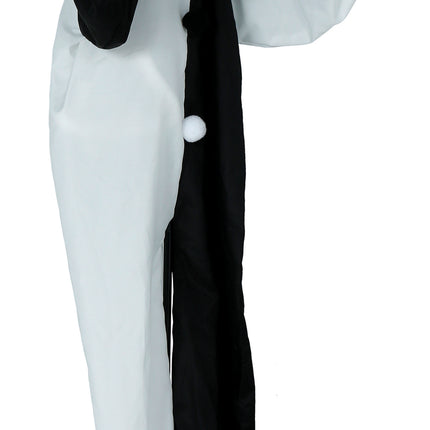 Bambola di Halloween Clown bianco e nero con luci e suoni 1,7 m