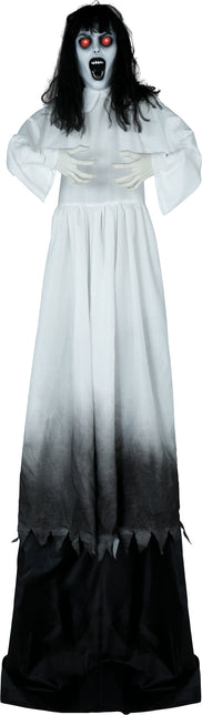 Bambola di Halloween Donna Zombie con luce, suono e movimento 1,8m