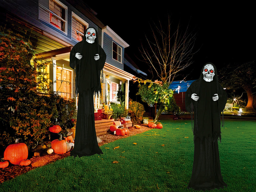 Scheletro di bambola di Halloween con luci, suoni e movimenti 2,6 m