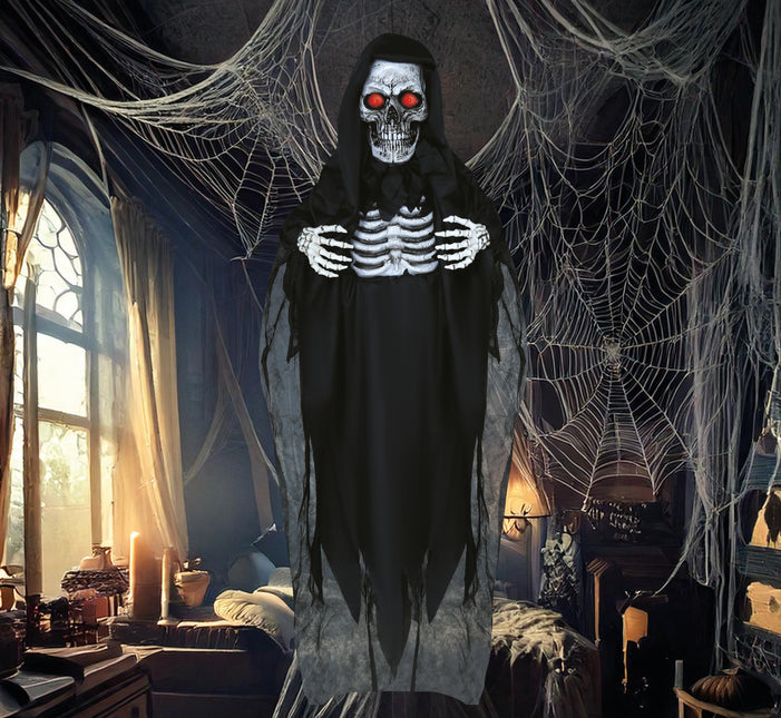 Scheletro di bambola di Halloween con luci e suoni 1,8 m