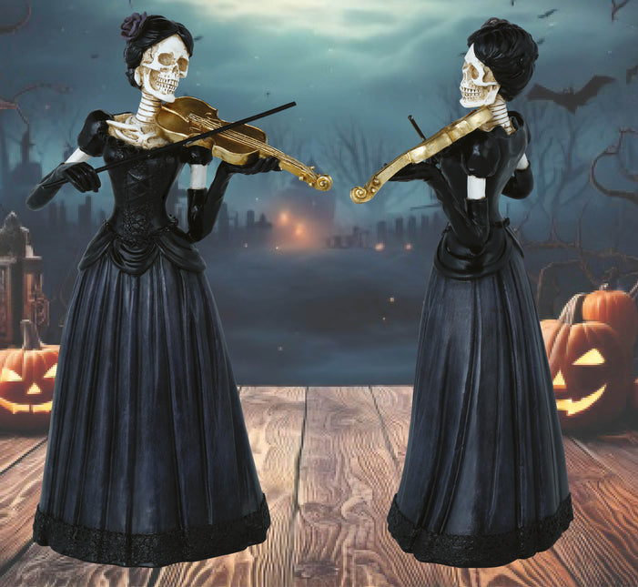 Scheletro di Halloween con violino 26 cm