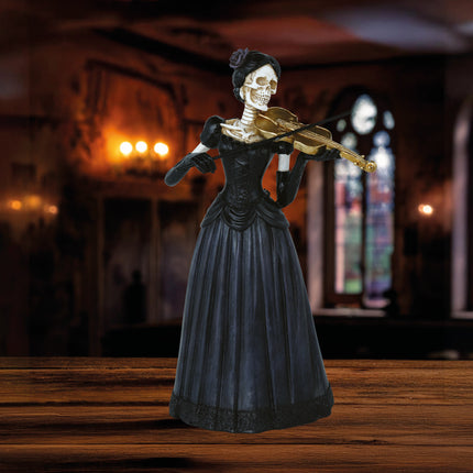 Scheletro di Halloween con violino 26 cm