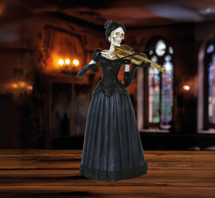 Scheletro di Halloween con violino 26 cm