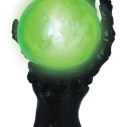 Mano decorativa di Halloween con sfera di cristallo e luce 14,5 cm