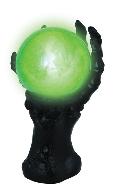 Mano decorativa di Halloween con sfera di cristallo e luce 14,5 cm