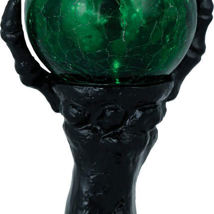 Mano decorativa di Halloween con sfera di cristallo e luce 14,5 cm