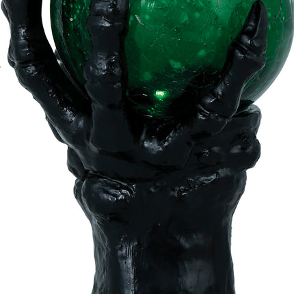 Mano decorativa di Halloween con sfera di cristallo e luce 14,5 cm