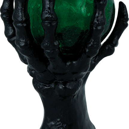 Mano decorativa di Halloween con sfera di cristallo e luce 14,5 cm