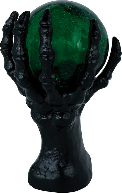 Mano decorativa di Halloween con sfera di cristallo e luce 14,5 cm