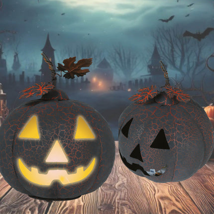 Decorazione di Halloween Zucca in metallo con luce 20 cm