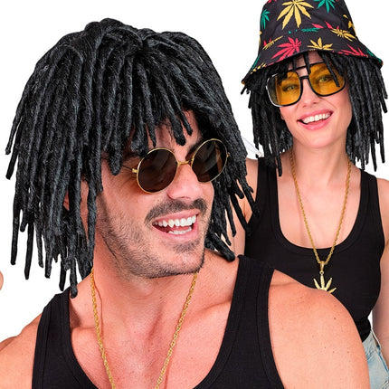 Parrucca nera con dreadlocks
