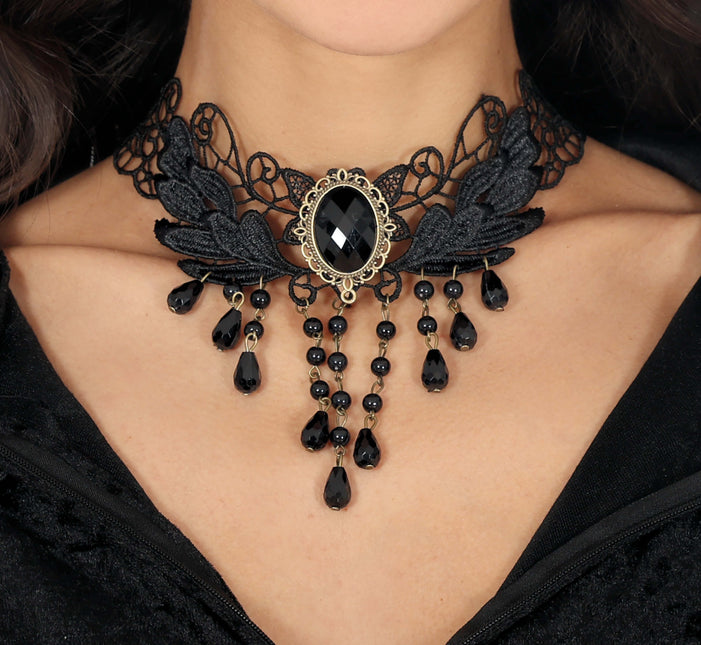 Collana nera con perline
