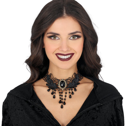 Collana nera con perline