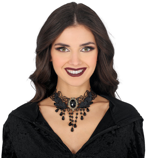 Collana nera con perline