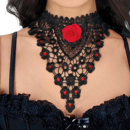 Collana nera rossa Rose