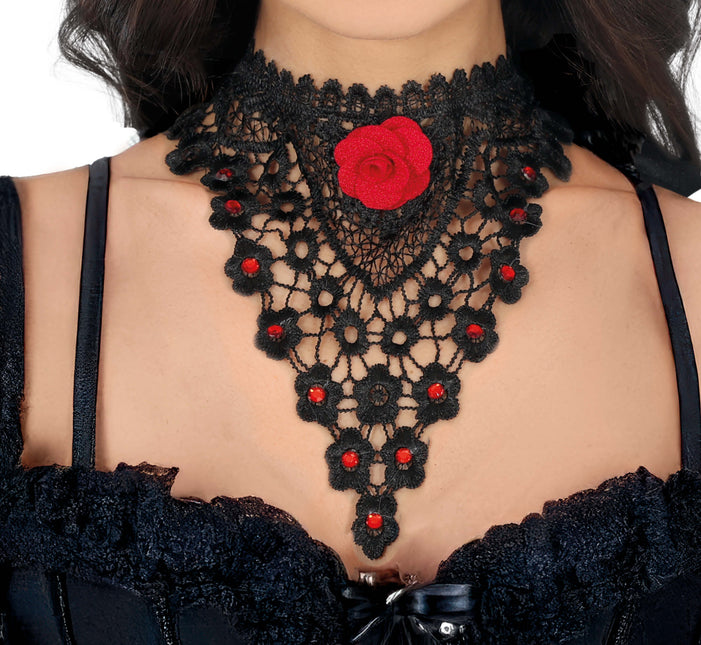 Collana nera rossa Rose