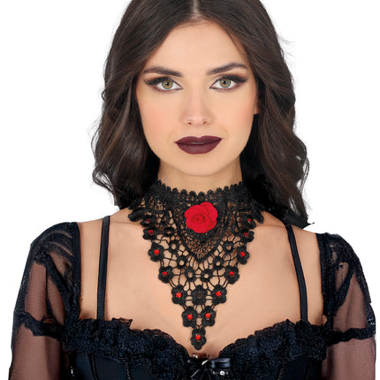 Collana nera rossa Rose