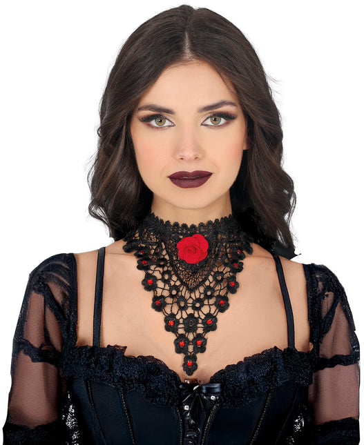 Collana nera rossa Rose